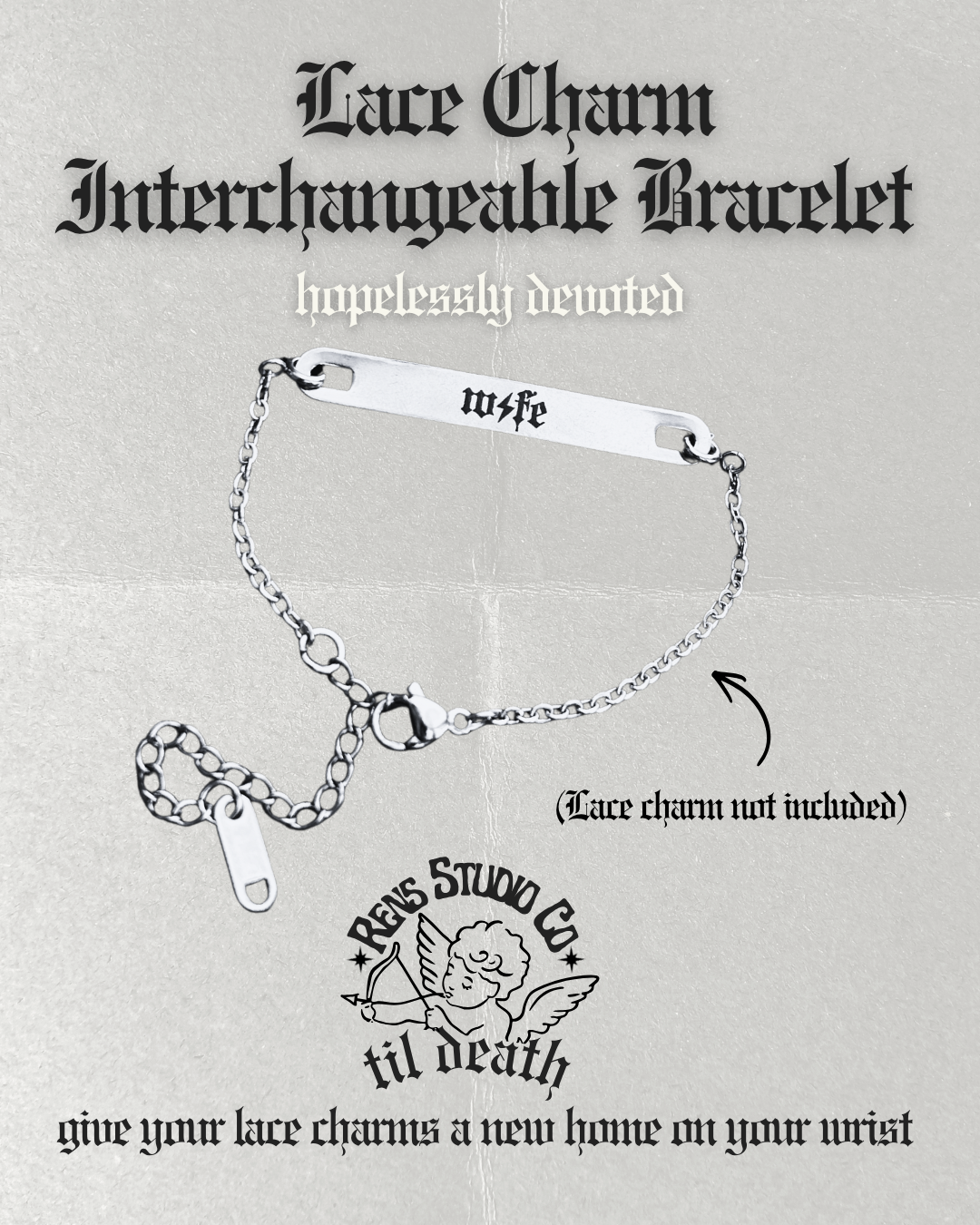 Hopelessly Devoted Bracelet Connecter for Lace charms