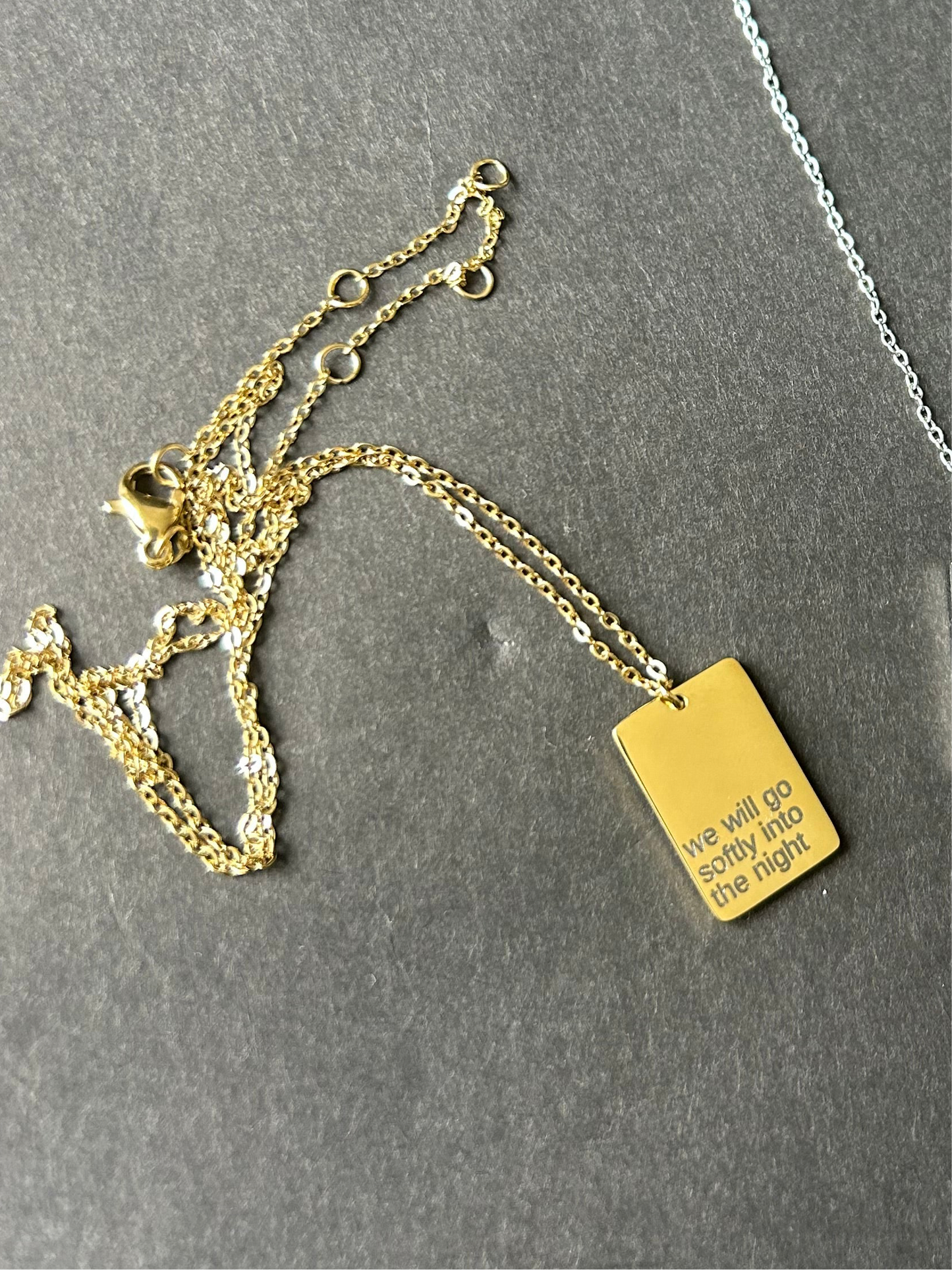 SOFLTY gold necklace.