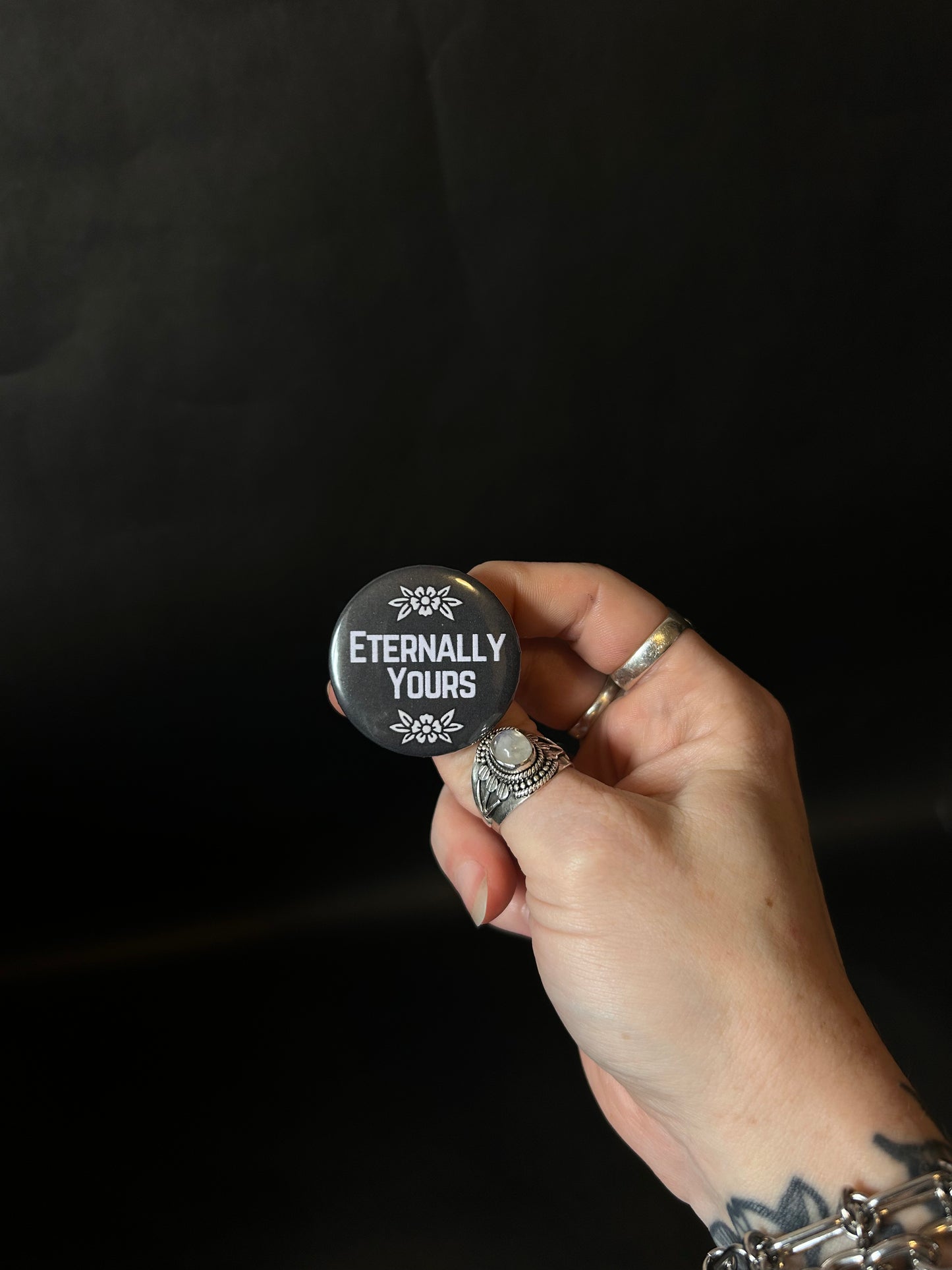 floral Eternally Yours pin badge