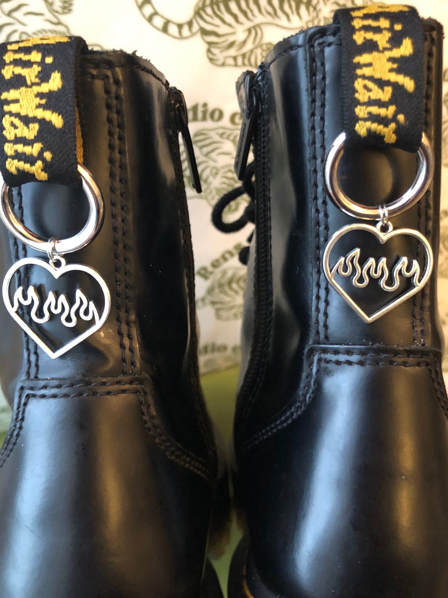 Flaming heart Dr marten charm | silver | boot charms