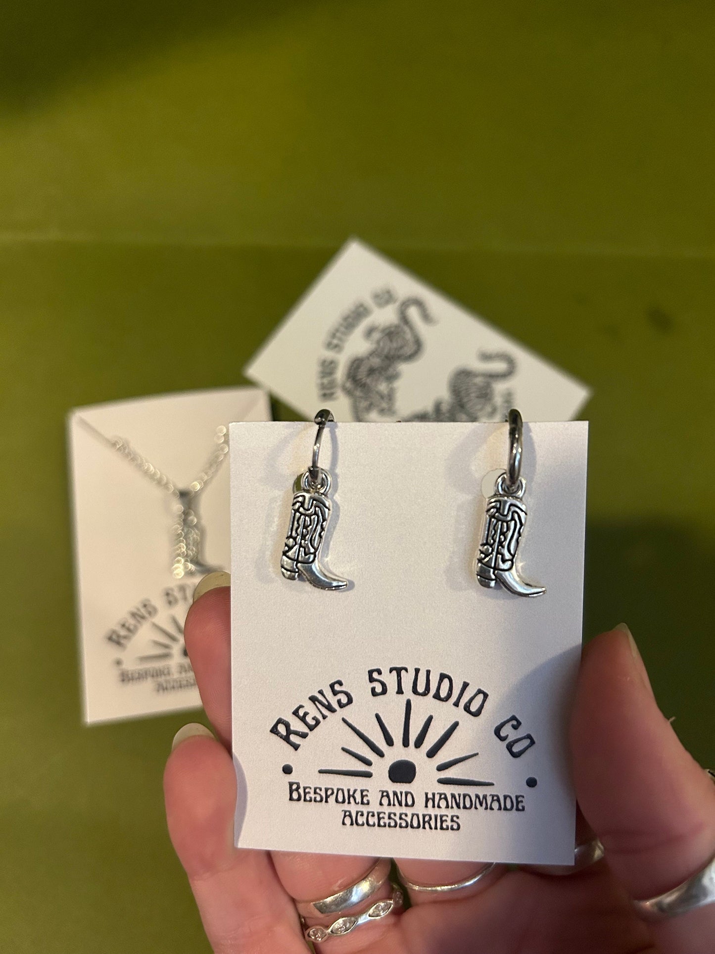 cowboy boot earrings | stainless hoop earrings