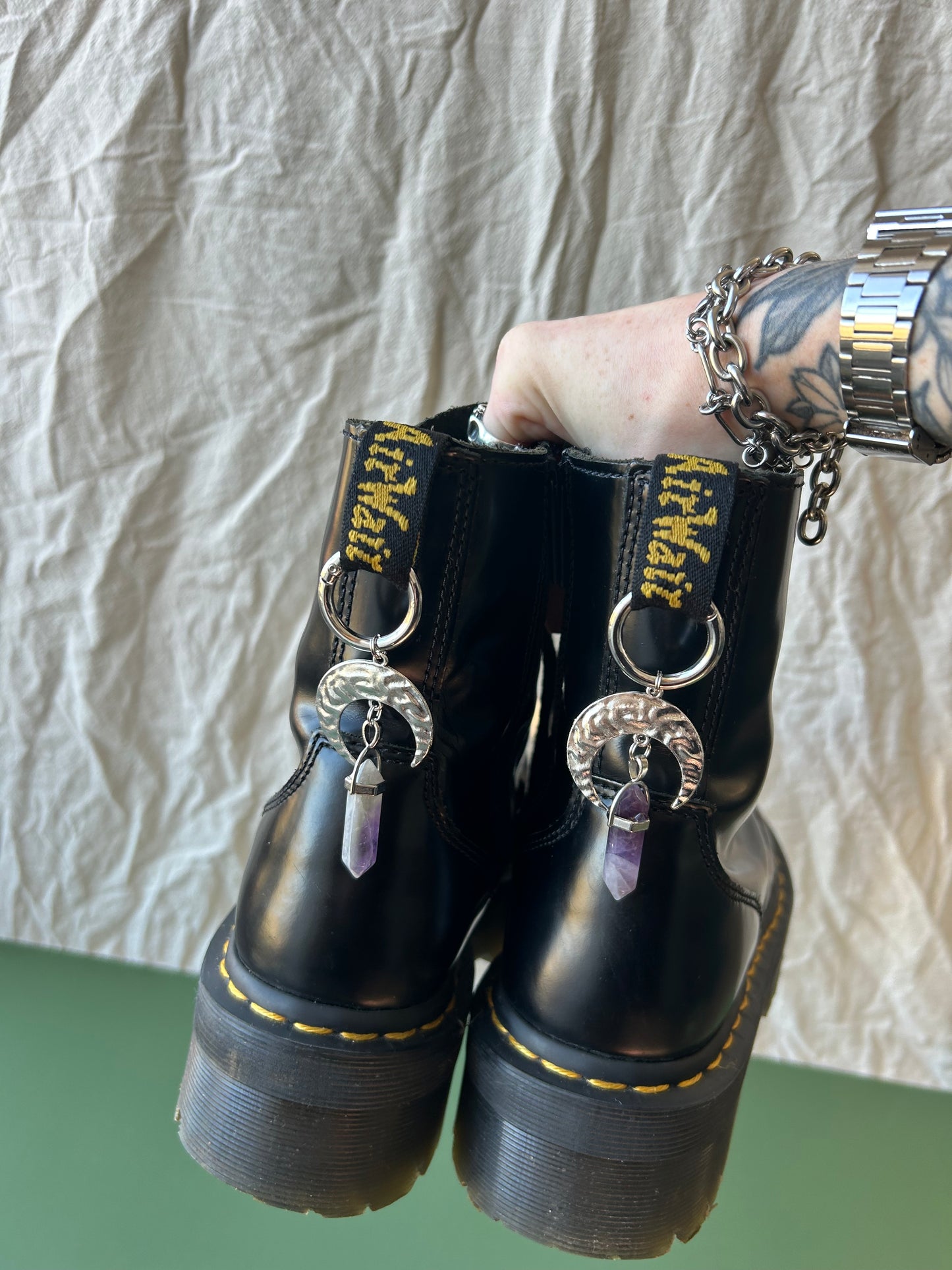 amethyst crescent boot charms