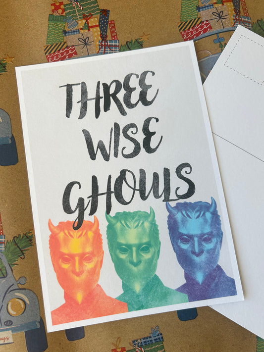 Three wise ghouls postcard