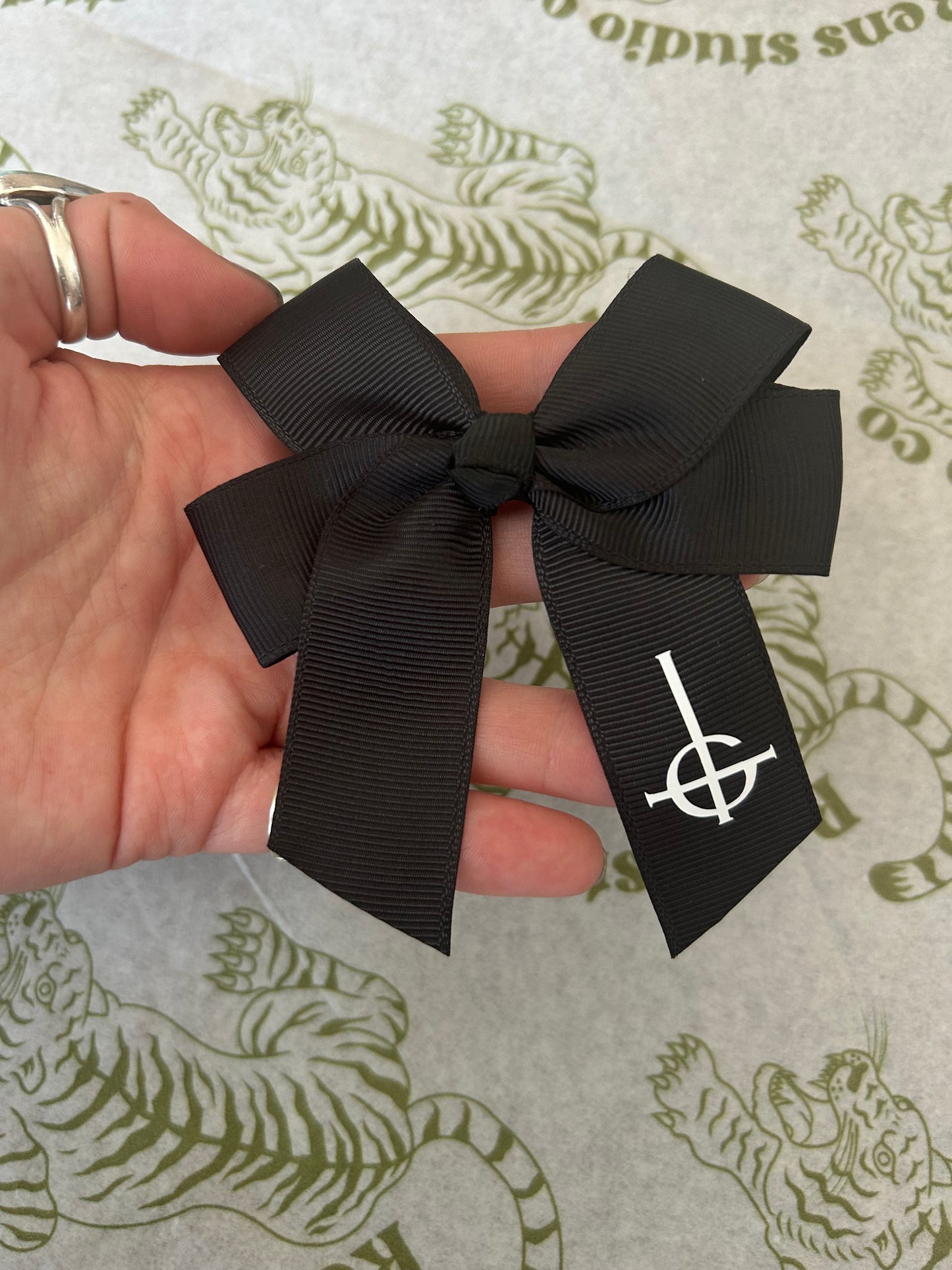 Mini crucifix hair clip bow