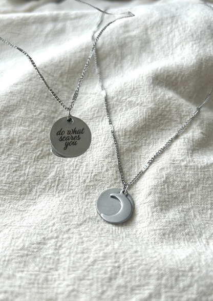 Pre order do what scares you necklace.