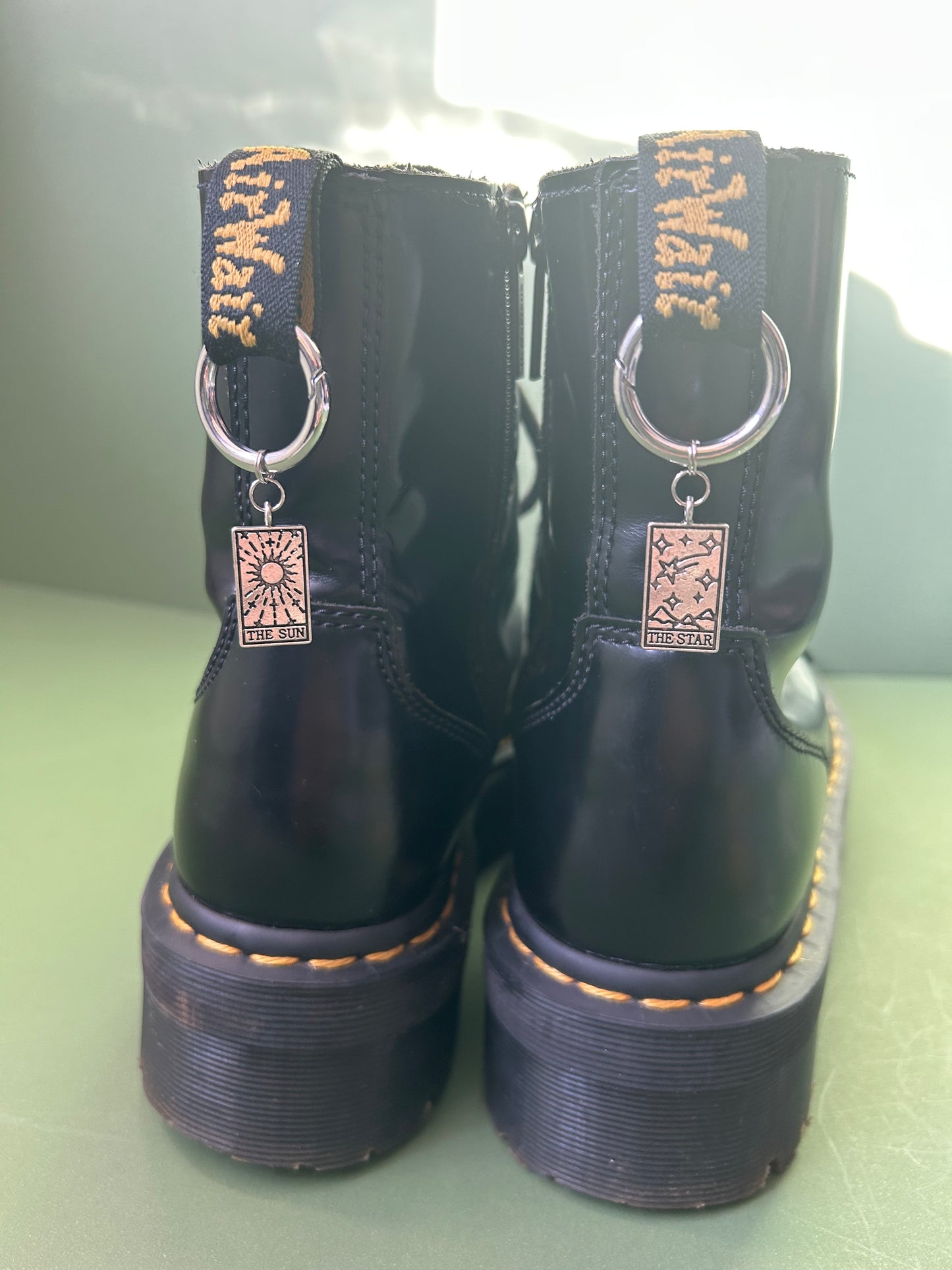 Tarot card sun and star boot charms