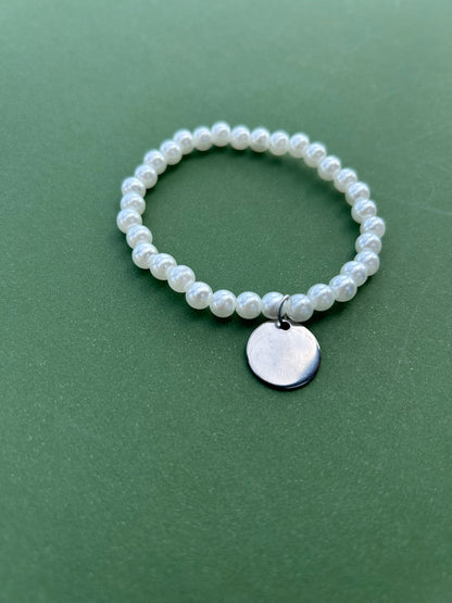 Custom Engraved pearl bracelet