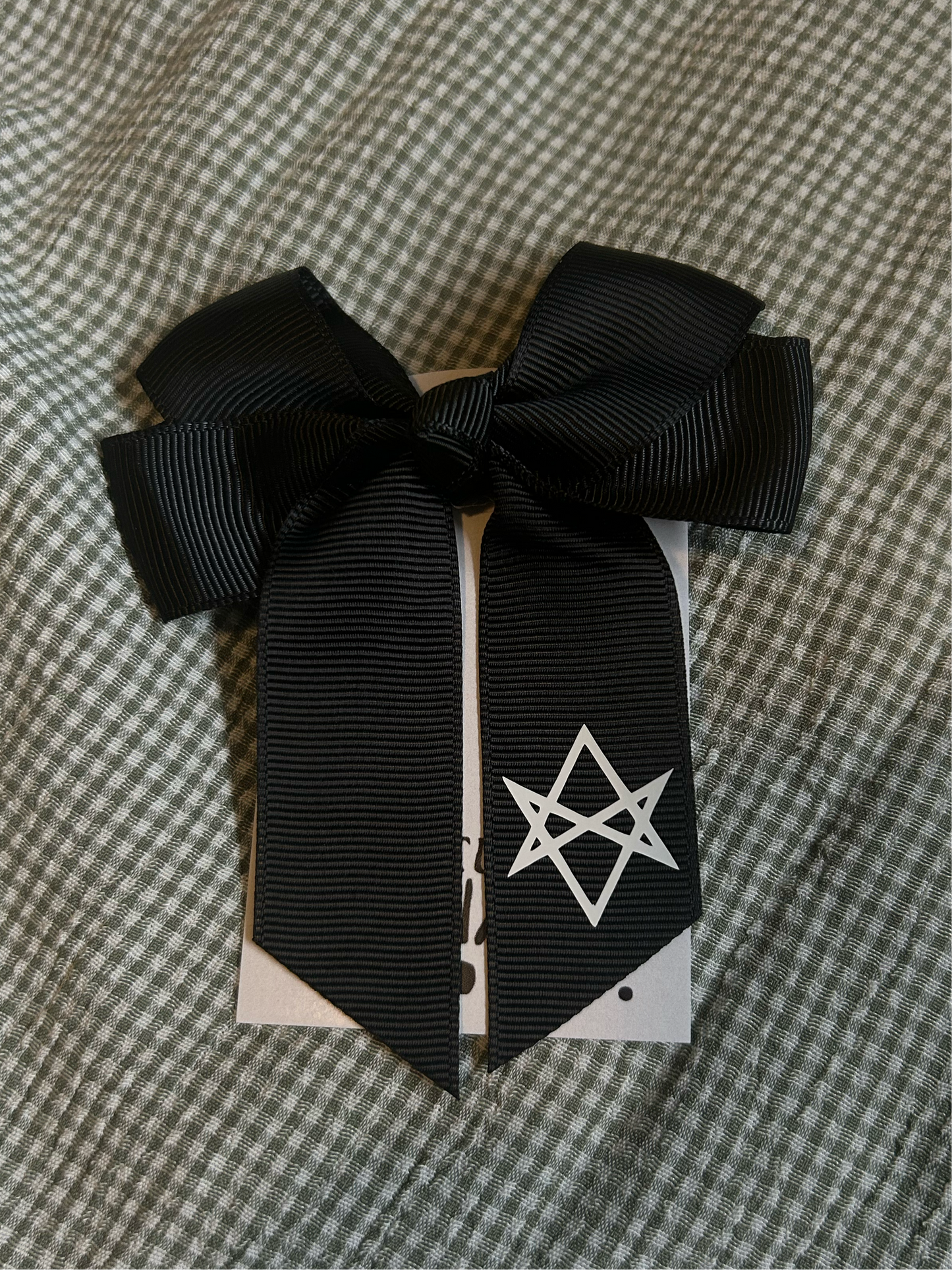 Mini Hexagram black hair bow