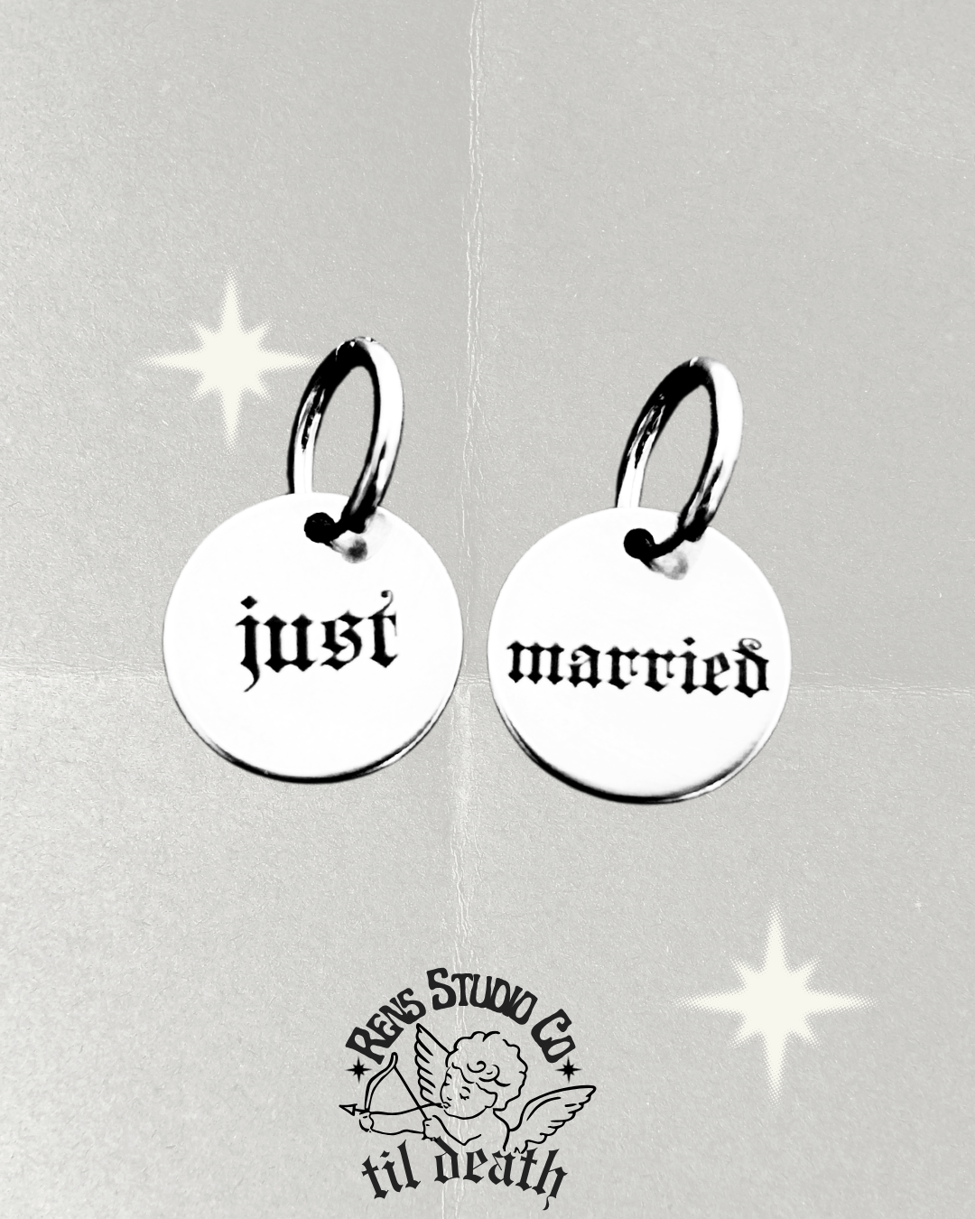 Just Married hoop earrings