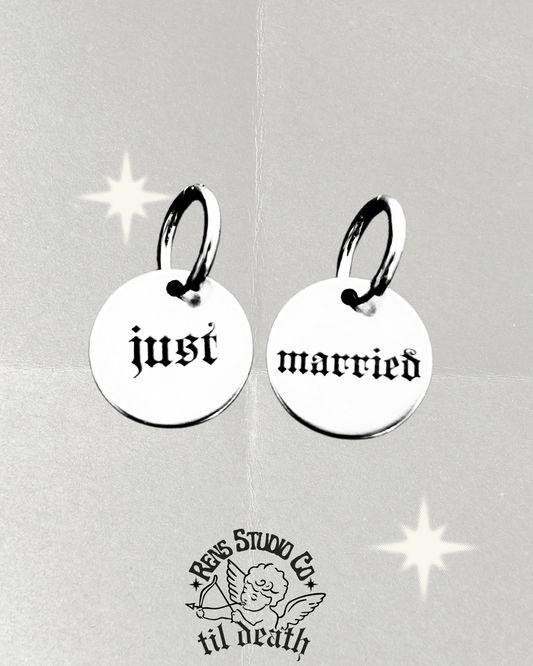 Just Married hoop earrings