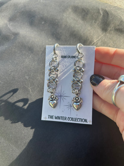 heart bull ring earrings