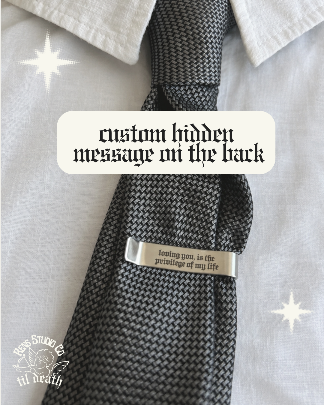 Hidden message tie pin.