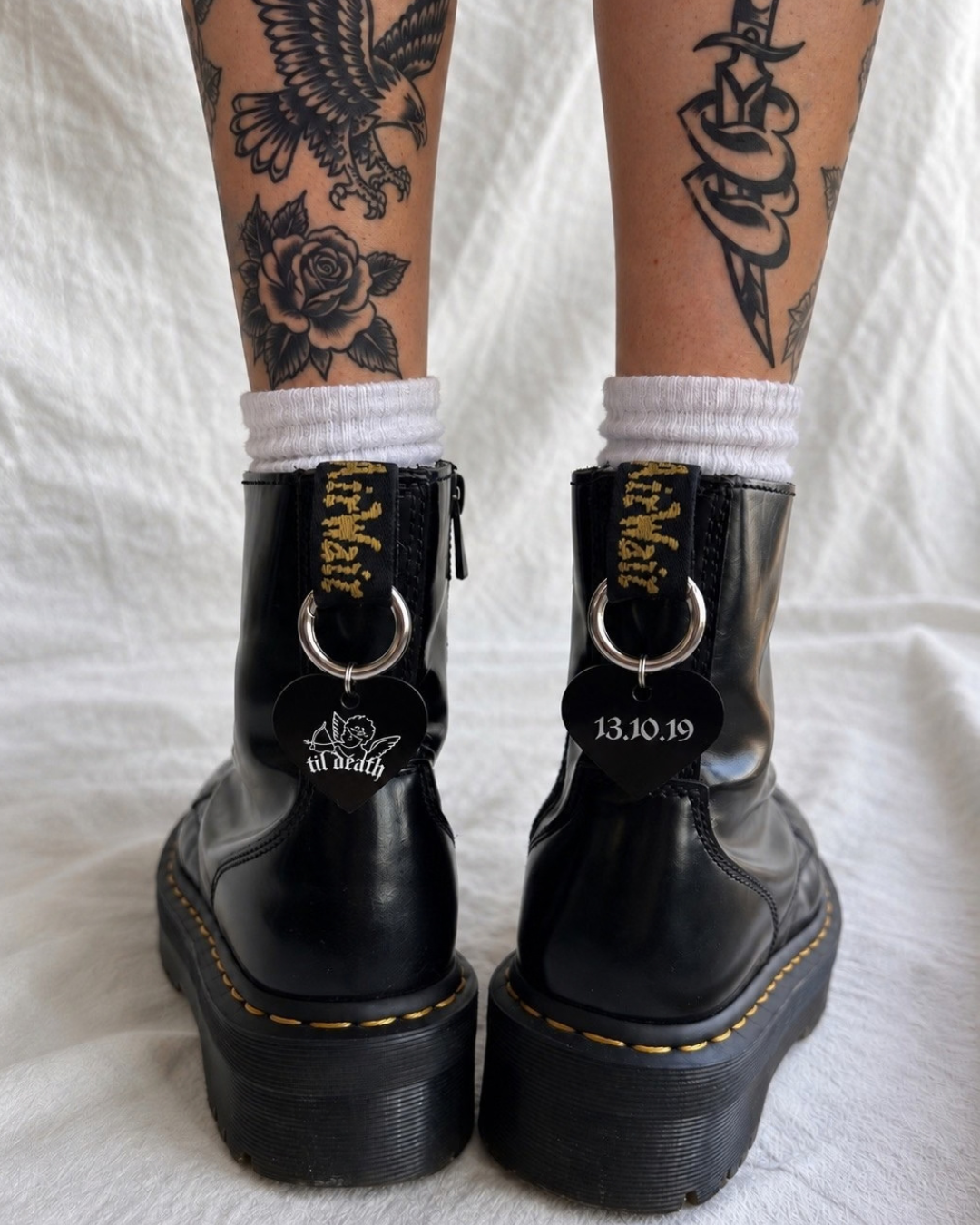 Cupid custom date til death boot charms