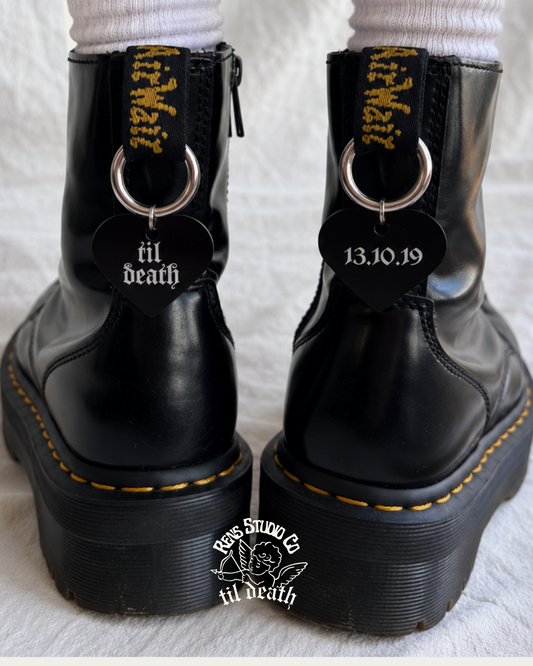 Custom date til death boot charms