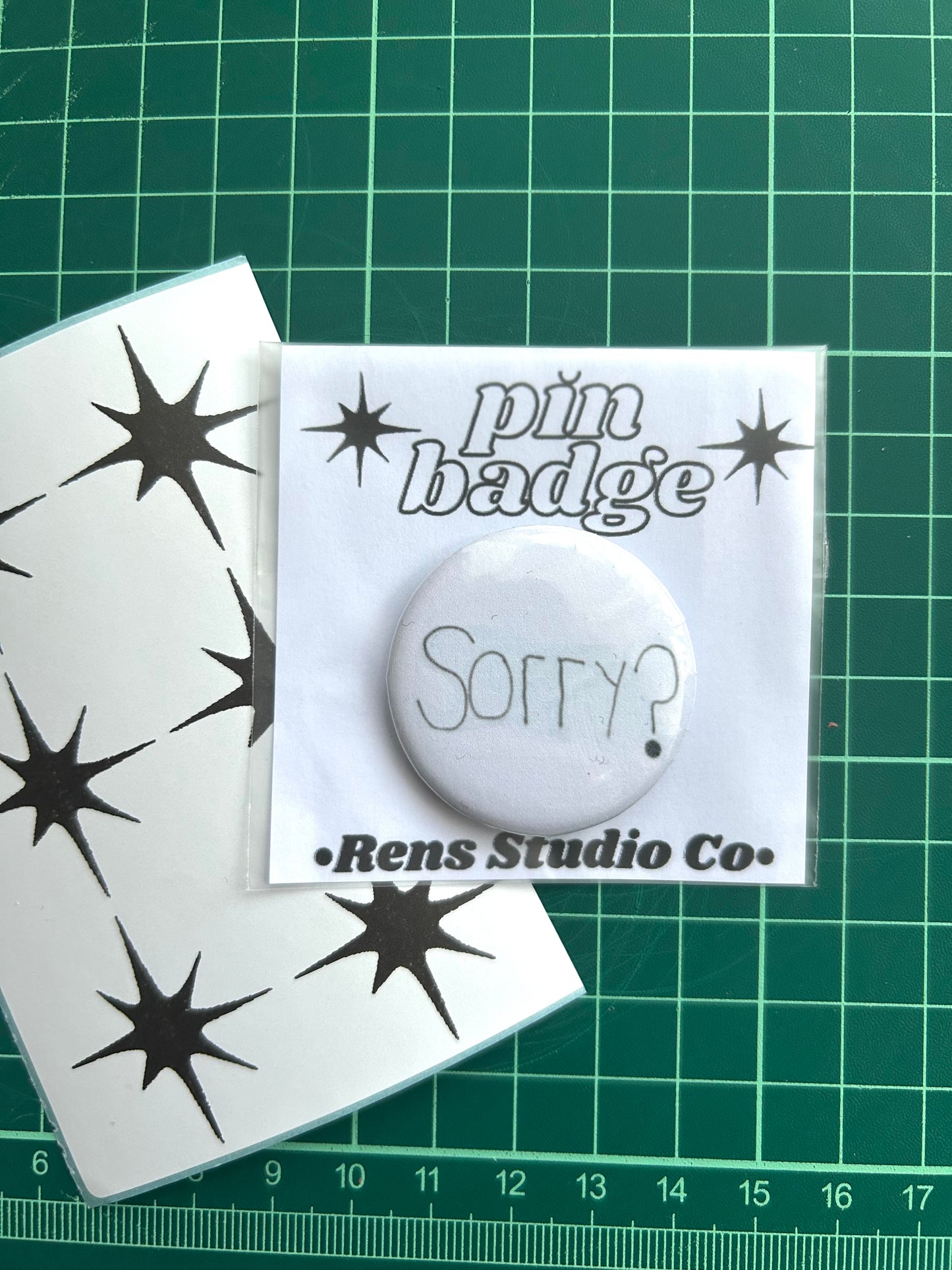 sorry? pin badge