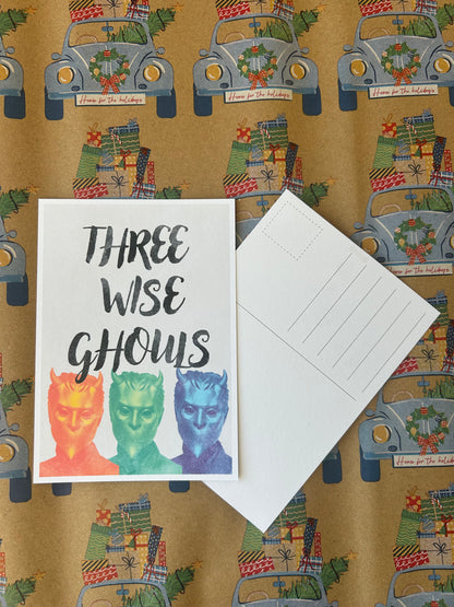 Three wise ghouls postcard