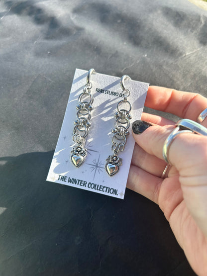heart bull ring earrings