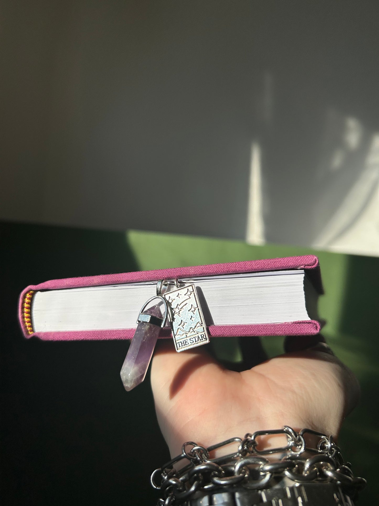 amethyst and tarot card charm bookmark