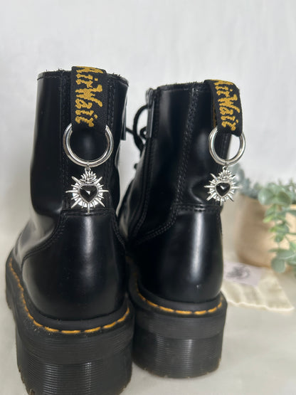 Boot Charms Black flaming heart