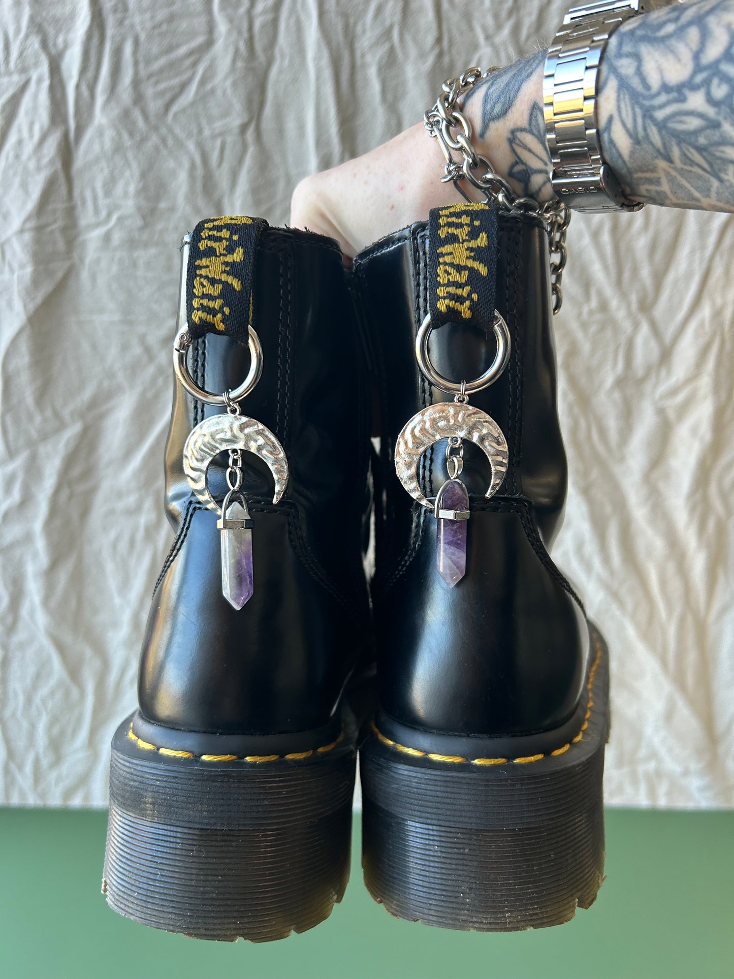 amethyst crescent boot charms