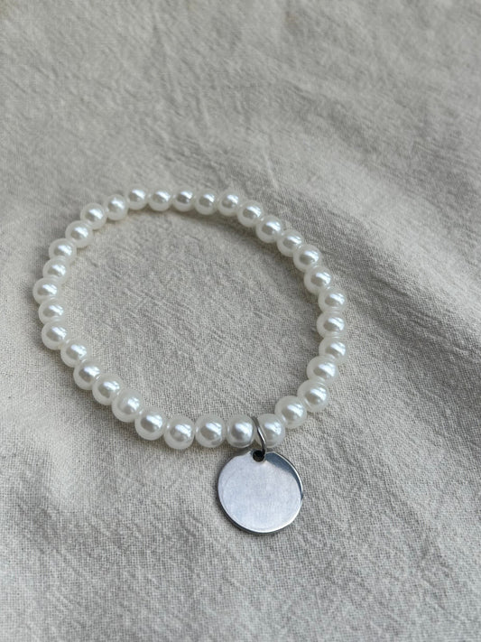 Custom Engraved pearl bracelet