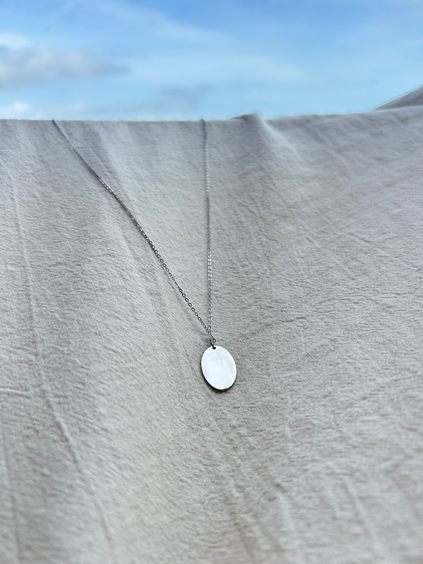 Custom Engraved oval necklace