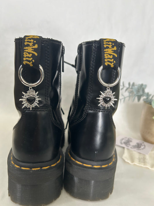 Boot Charms Black flaming heart