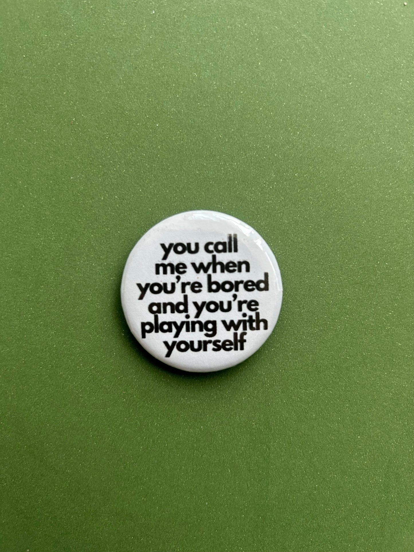 bored pin badge