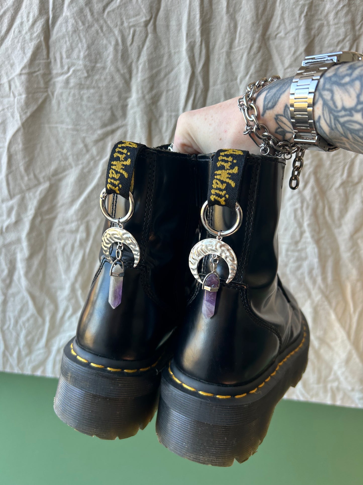 amethyst crescent boot charms