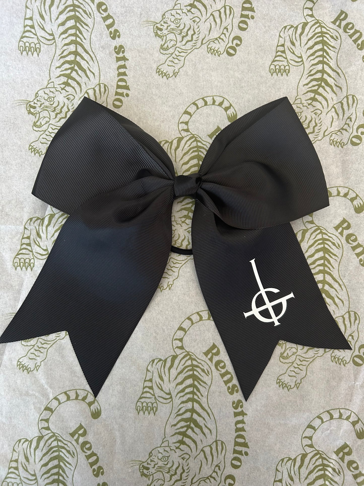 Bow 8” CRUCIFIX | black large hair tie bow