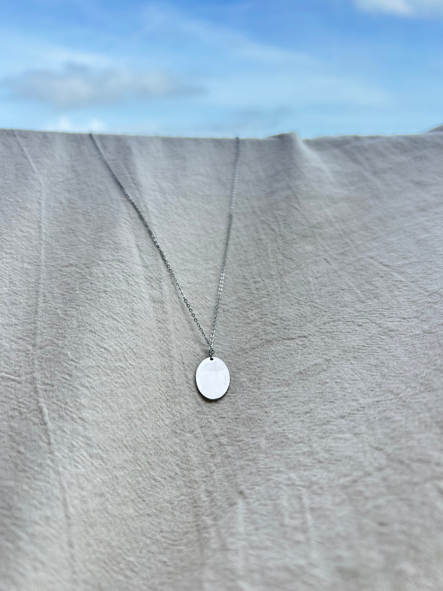 Custom Engraved oval necklace
