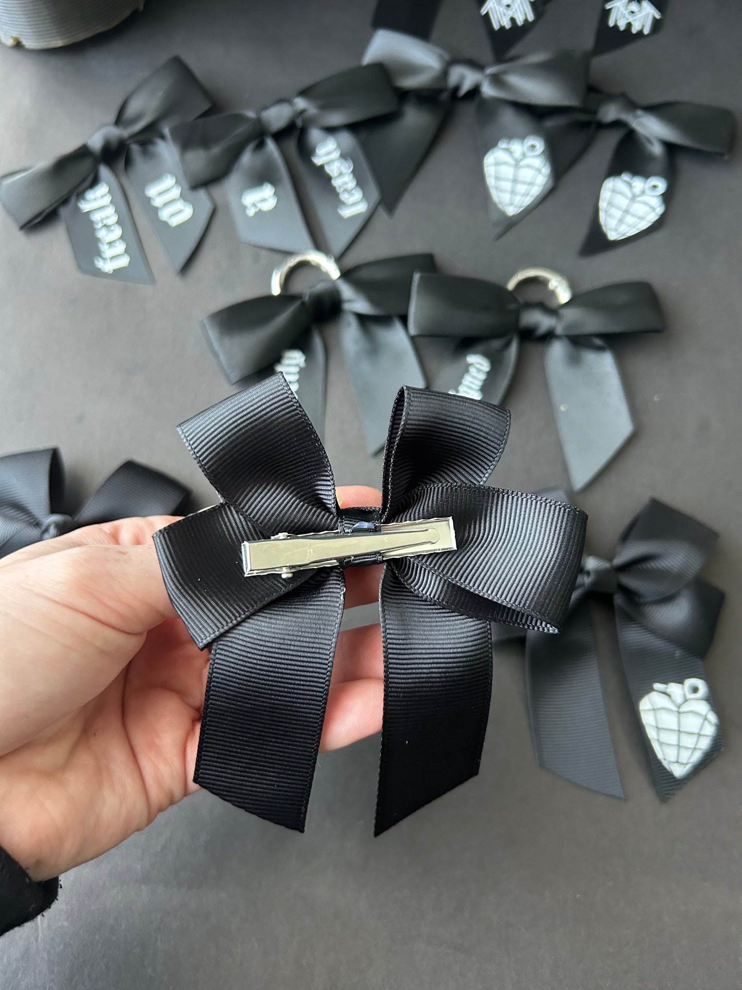 Mini misaligned hair bow