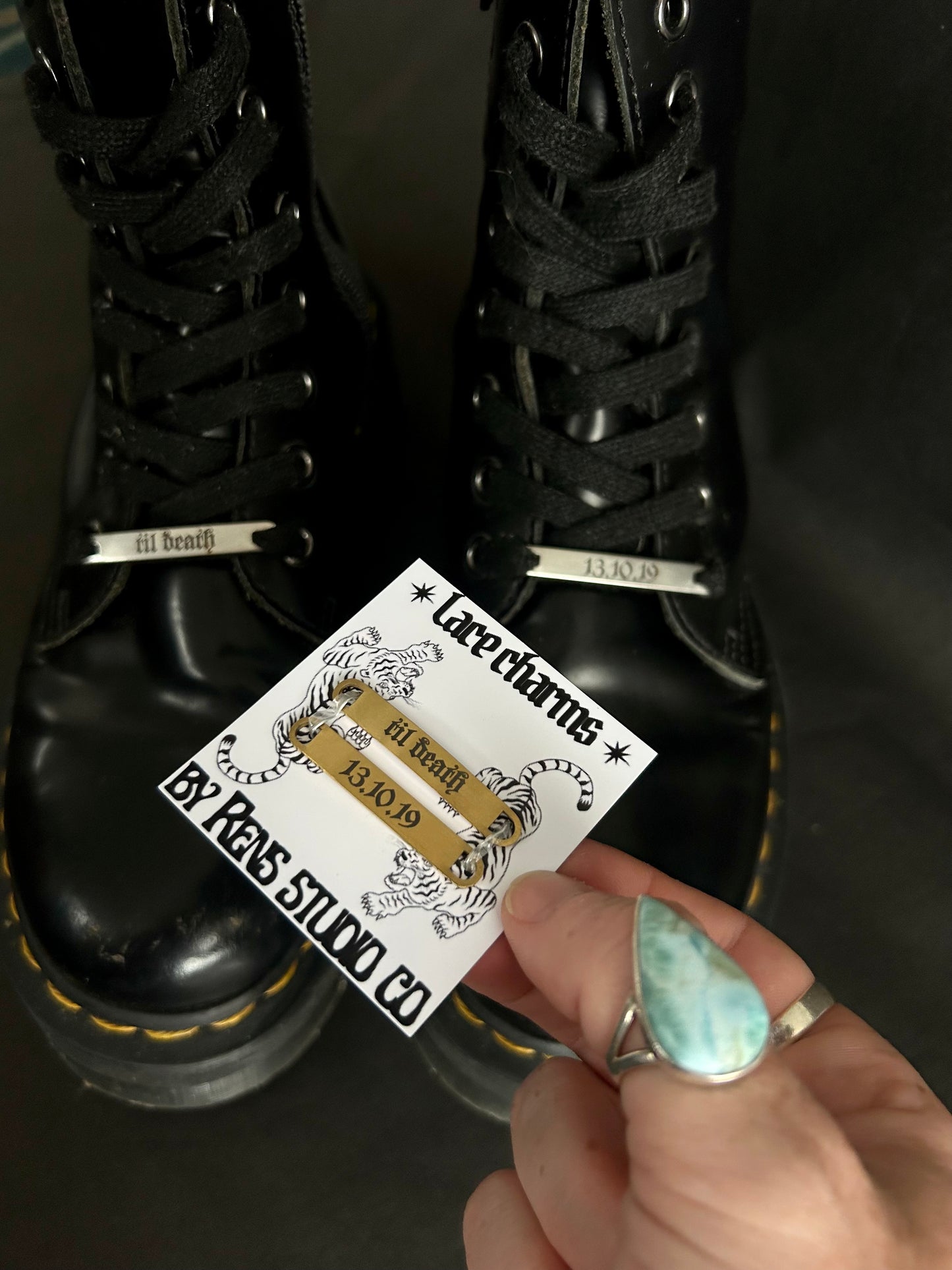 Gold Custom Til death lace charms
