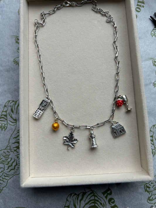 Noah charm necklace - paperclip chain