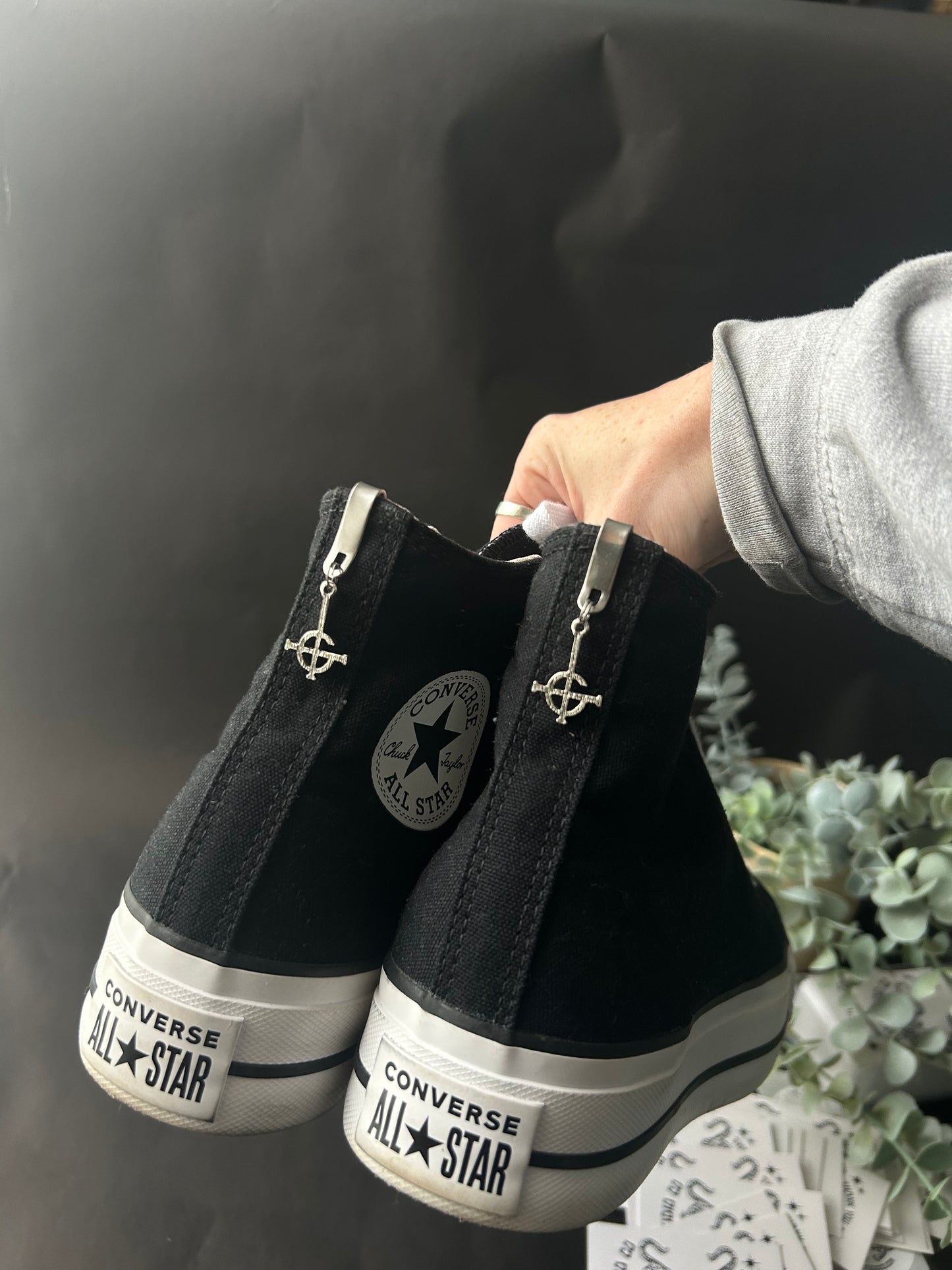 Crucifix hi top shoe charms