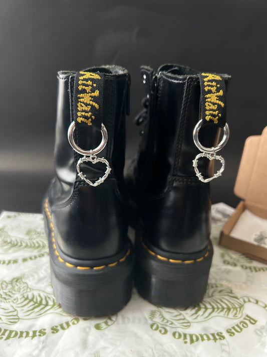 Barbed wire heart boot charms