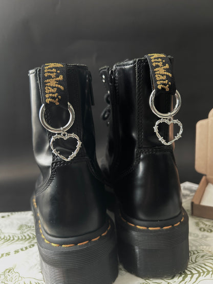 Barbed wire heart boot charms