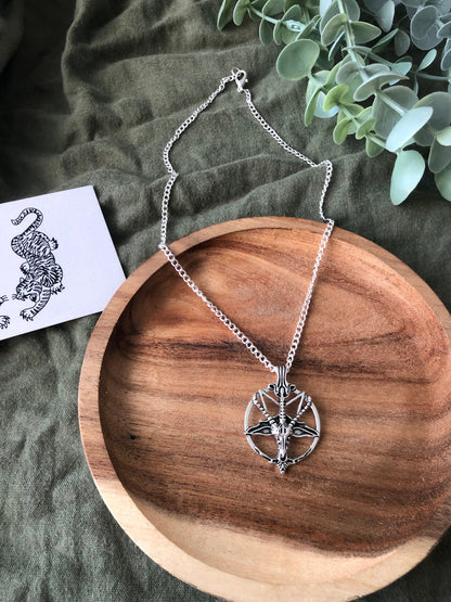 Baphomet necklace | sigil of baphomet silver necklace