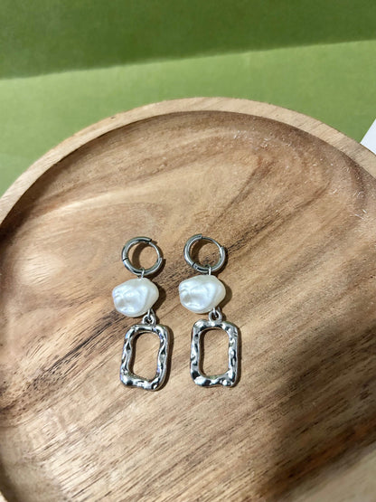 The 1975 box pearl earrings |  silver hoops and pearls  |