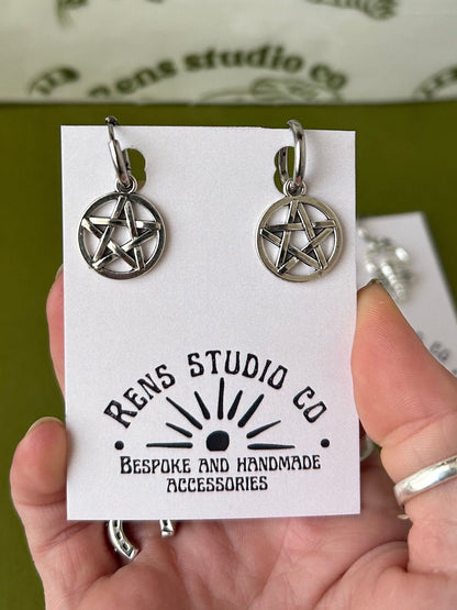 Pentagram earrings | stainless steel hoop earrings