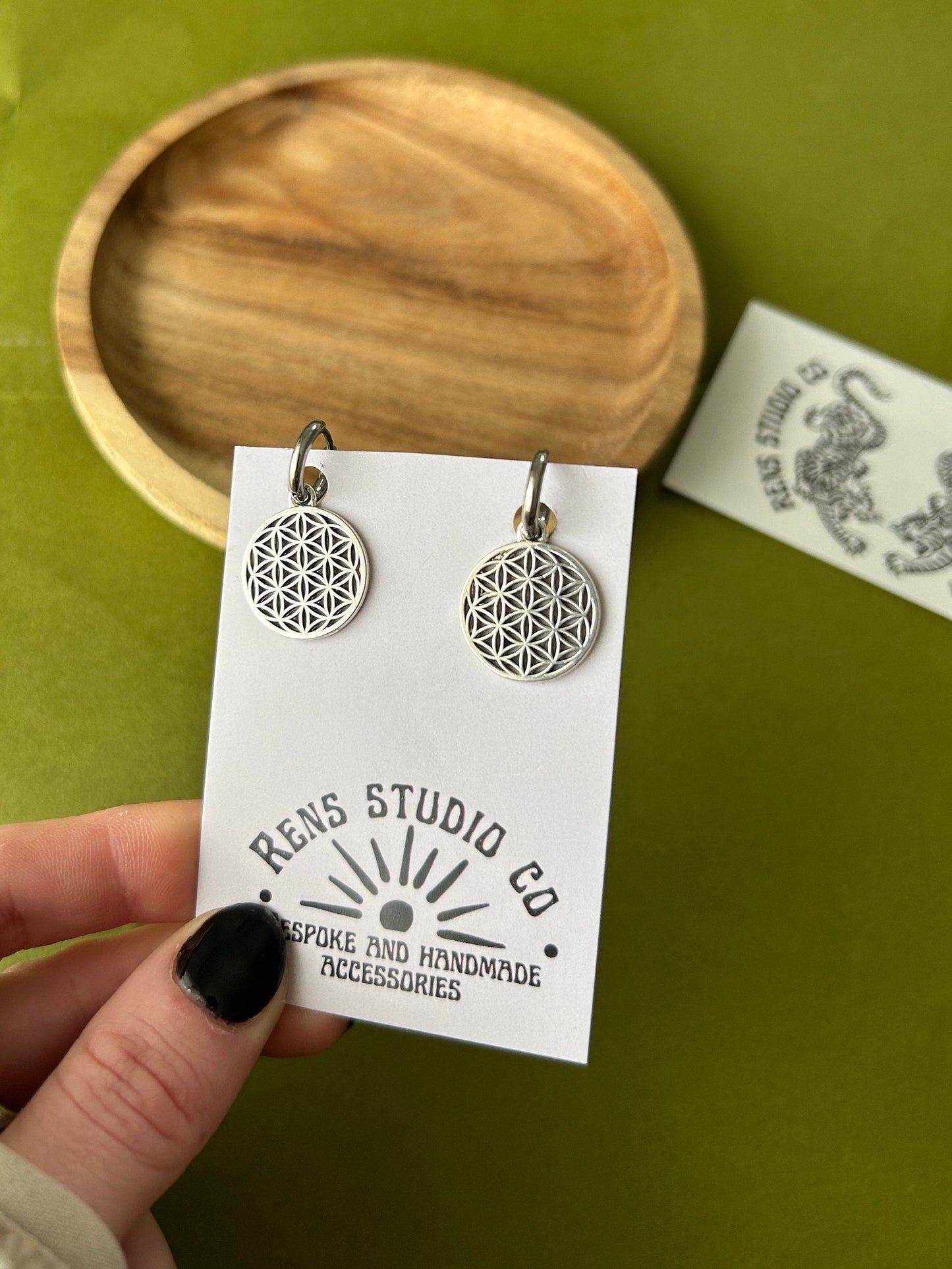 Sempiternal inspired earrings | flower of life silver hoop earrings