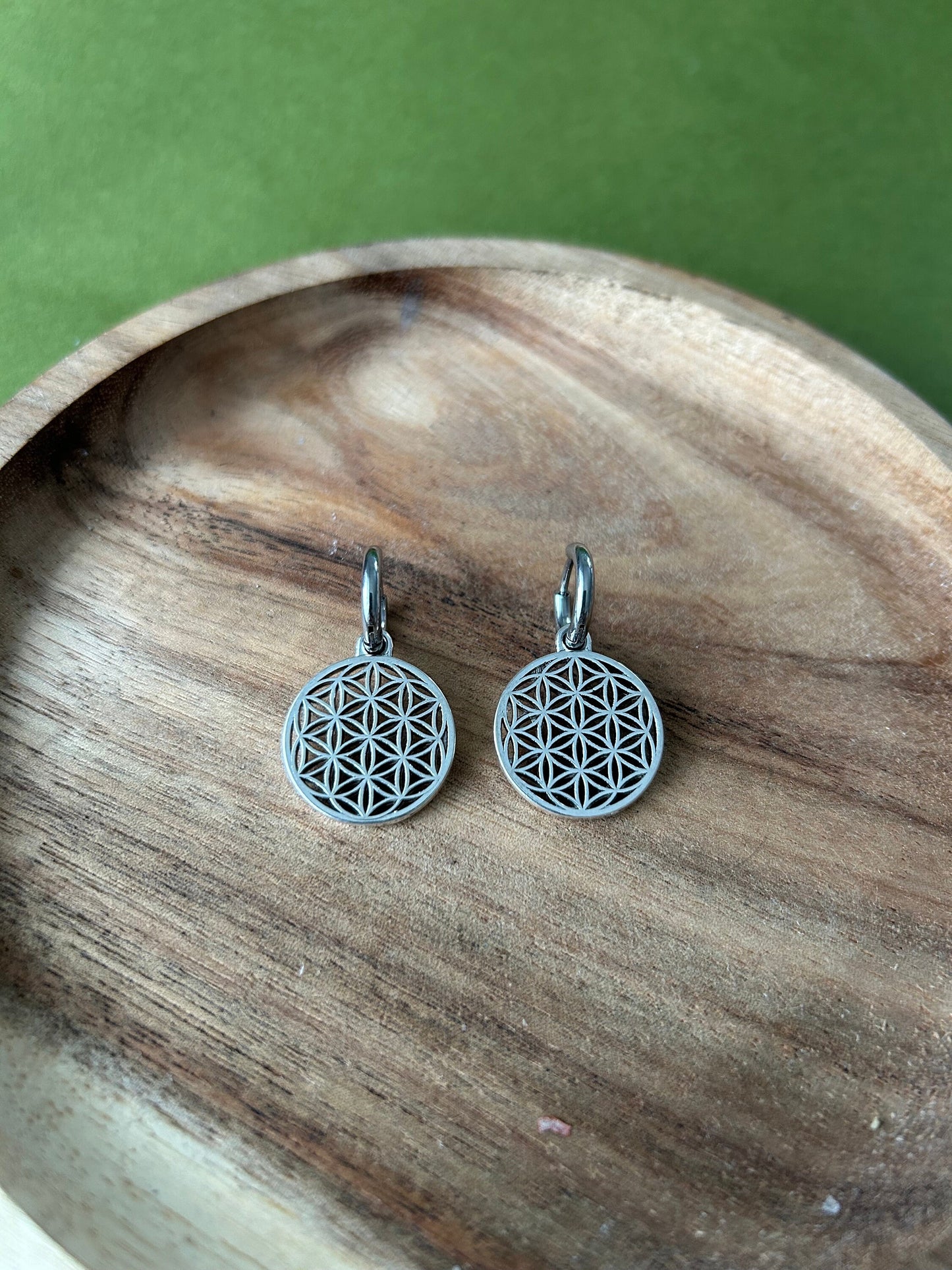 Sempiternal inspired earrings | flower of life silver hoop earrings