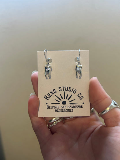 tooth silver hoop earrings | tooth charm |