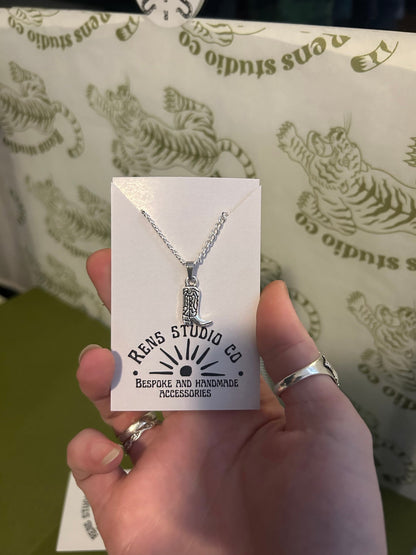 cowboy boot necklace| stainless steel | western, rodeo