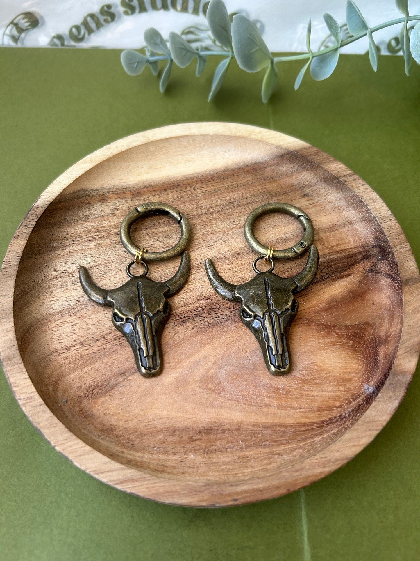 Antique bronze Bull skull boot charms