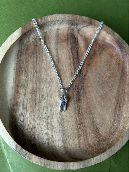 tooth charm silver necklace