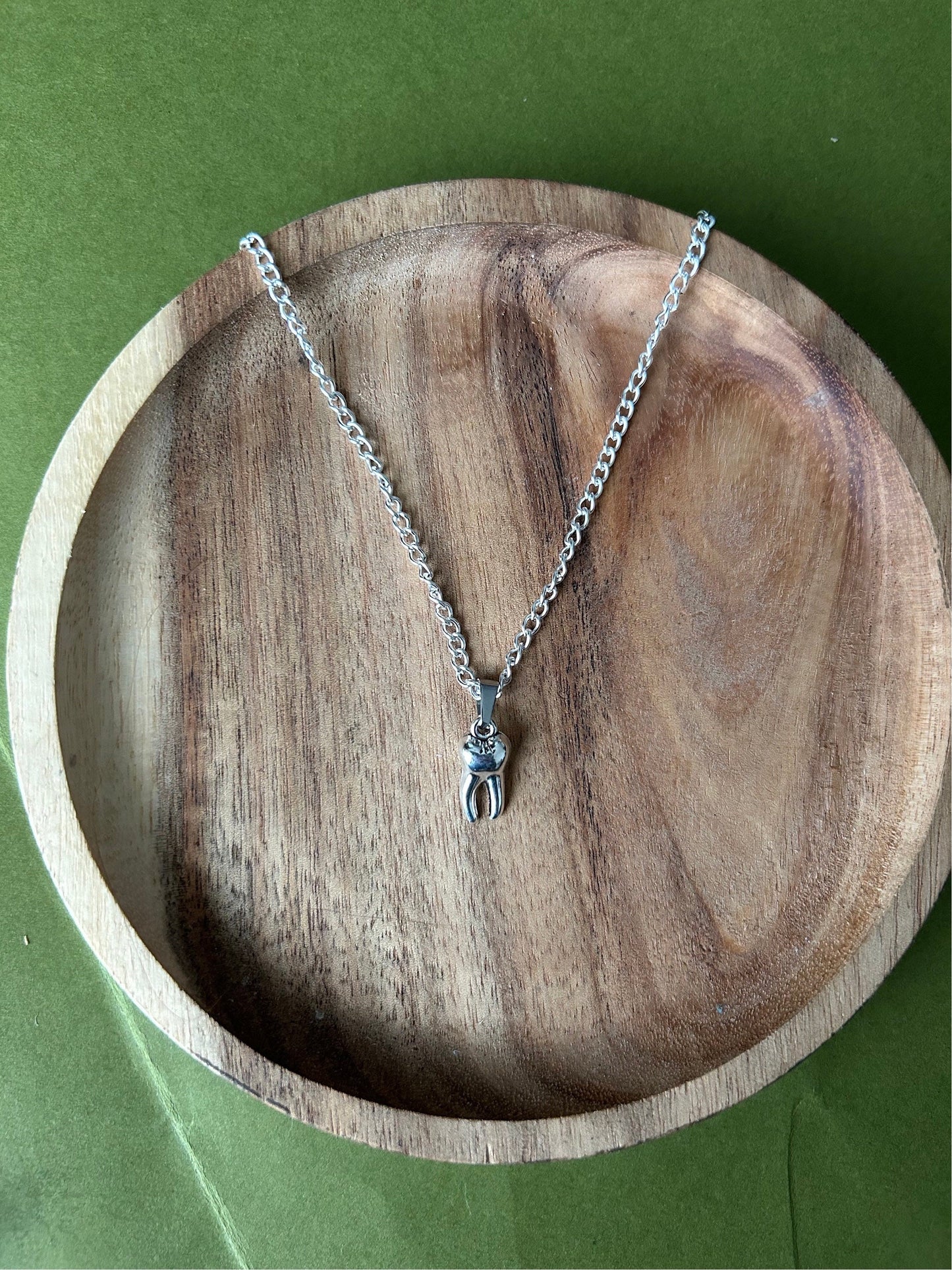 tooth charm silver necklace